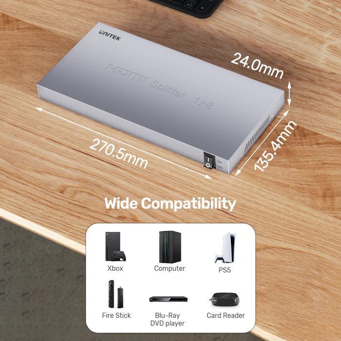 Unitek HDMI Splitter 1×8 4K30Hz V1132A