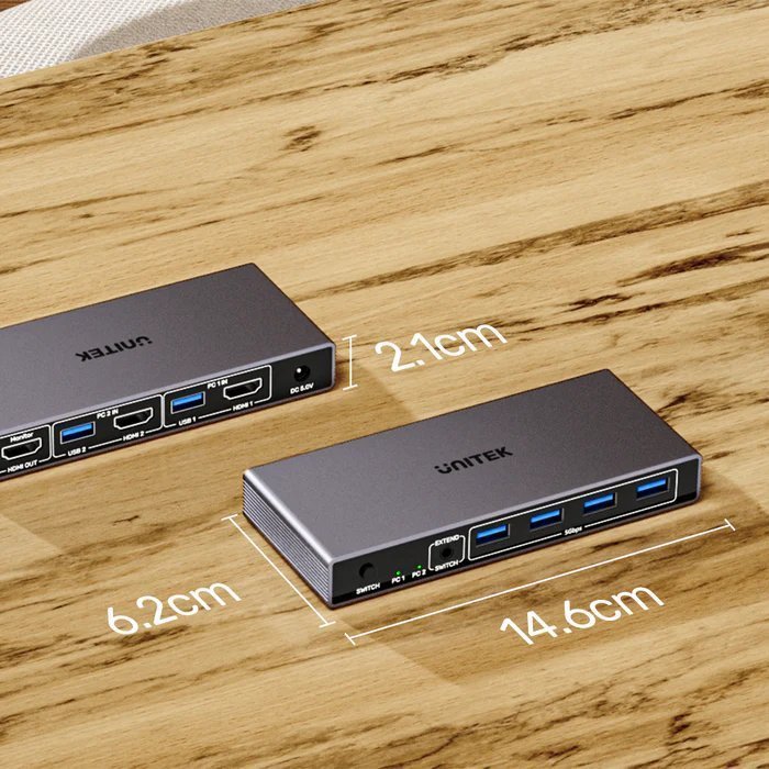 Unitek KVM HDMI Switch 2-1 4K60Hz with 4-Port USB 3.0 V1309A