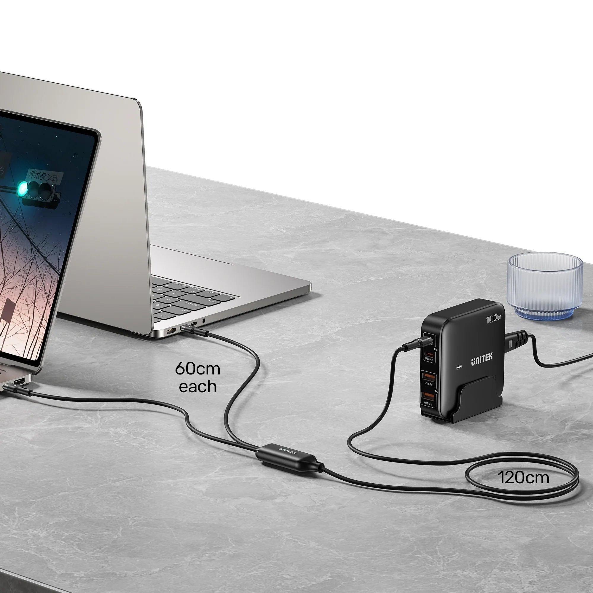 Unitek USB-C Cable PD100W 2-in-1 Dual Charging C14146ABK01-1.8M