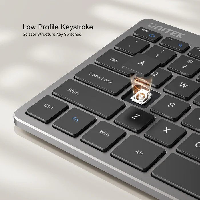 Unitek Keyboard Wired 99K USB-C/A English SlimTap T053 Space Grey