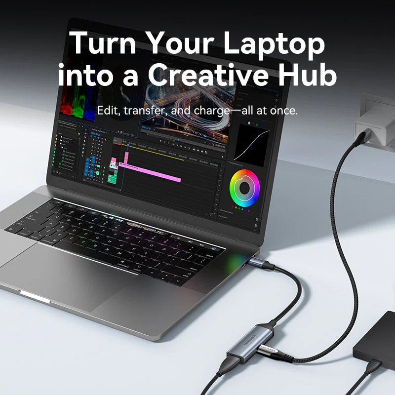 Vention Converter USB-C M to USB-A F & 100W PD CCBHB