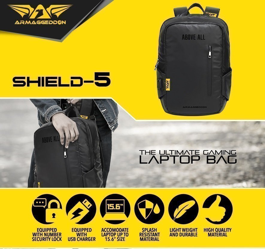 Armaggeddon SHIELD 5 Anti-Theft Gaming Bag Black