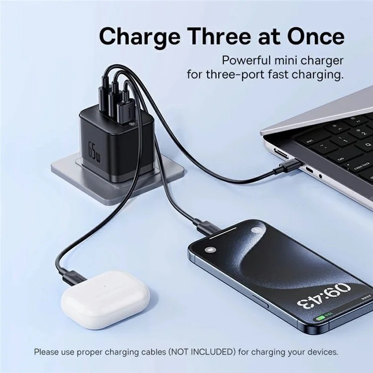 Baseus Charger Wall 65W 2C+U PALM Series UK Black