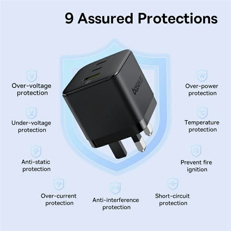 Baseus Charger Wall 65W 2C+U PALM Series UK Black