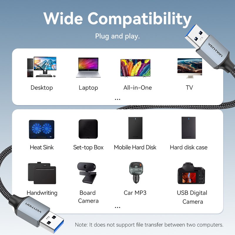 Vention Cable USB-A 3.0 M-M Braided 1.5m CTSHG
