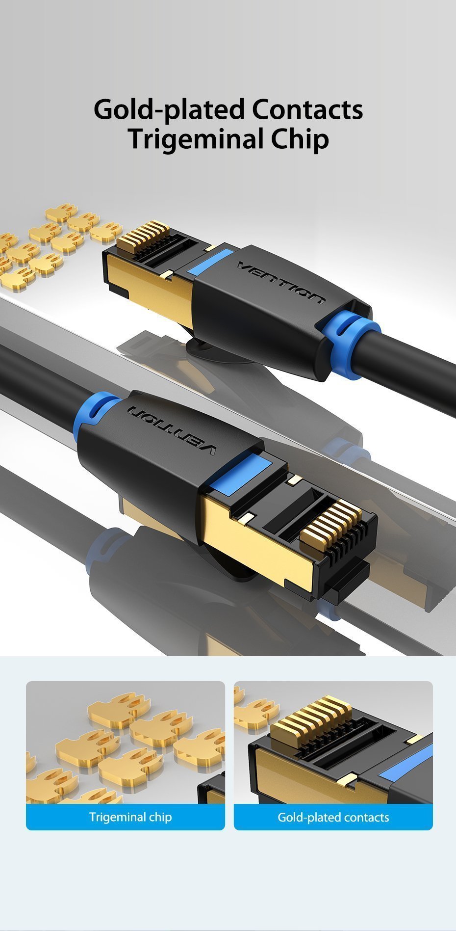 Vention NETWORK Cable CAT8 SFTP 2.0m Black IKABH
