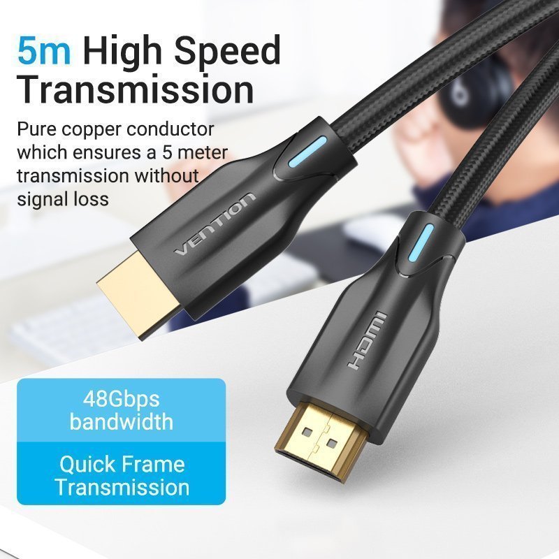 Vention HDMI Cable 2.1 8K Braided 5.0m AAUBJ
