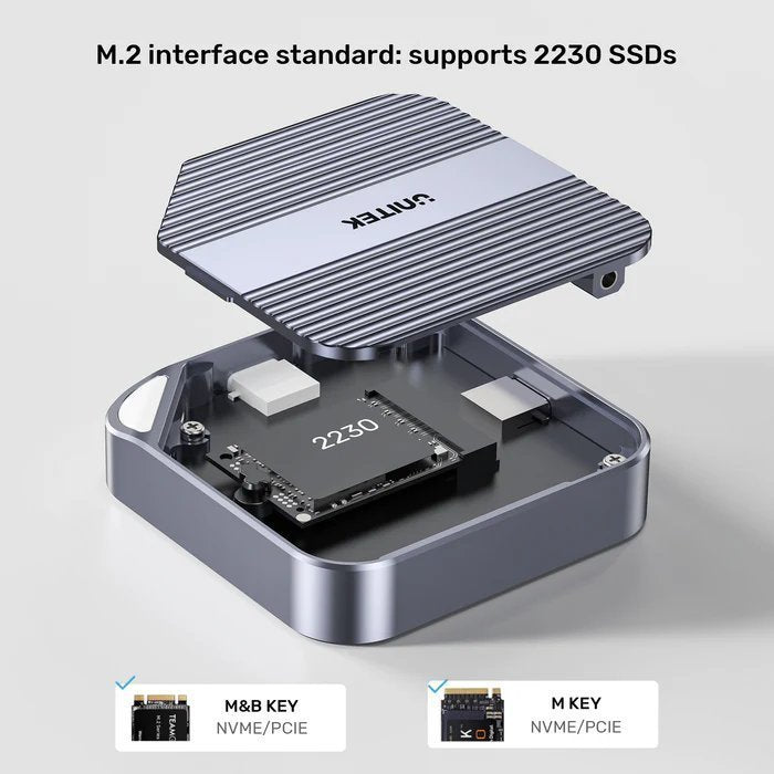 Unitek USB-C NVME/PCIe M2 2230 Magnetic SSD Enclosure 10Gbps PD100W S1244A