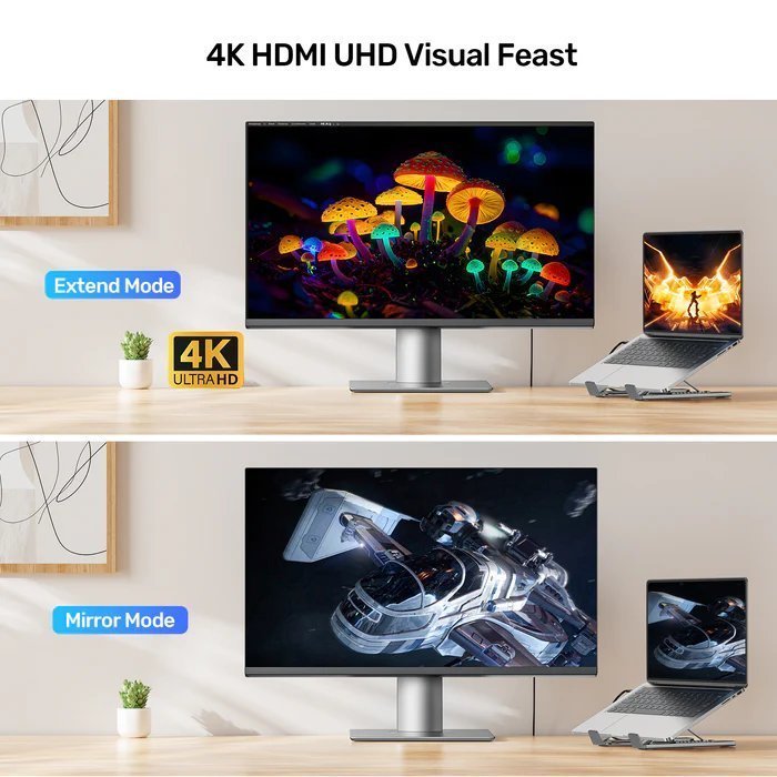 Unitek Stand for Laptop Foldable w/Hub 2xUSBA/1xC/HDMI/SD/PD100W D1137A