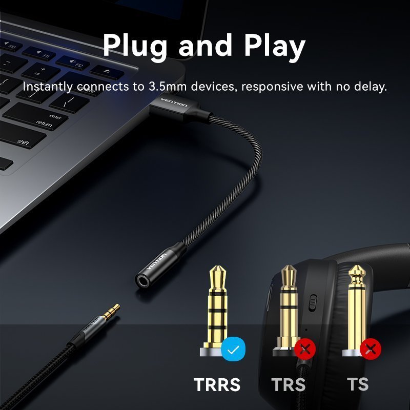 Vention AUDIO CONVERTER USB-A to 1×3.5mm 1.0m Cable Braided CVEBF
