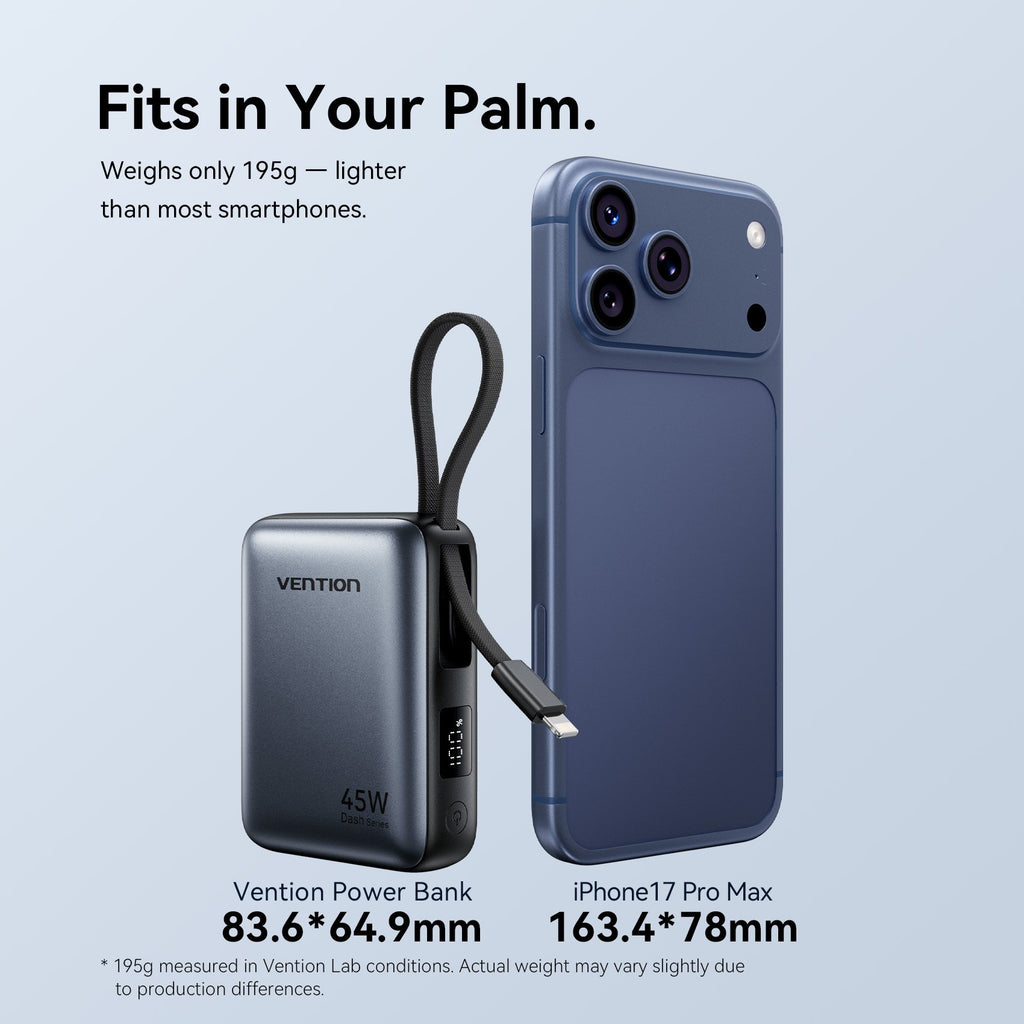 Vention Powerbank 10000mAh 45W Built-in USB-C & Lightning Cables FKMN0 Beige