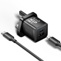 Vention Charger Wall GaN 30W 1xA 1xC+USBC Cable Black TZ-FEQB0-UK-01