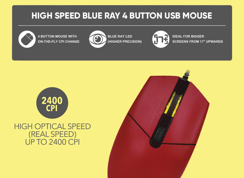 Alcatroz ASIC PRO 8 Wired Blue Ray Mouse Red