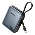 Vention Powerbank 10000mAh 35W Mini Size Built-in USBC Black FHEH0