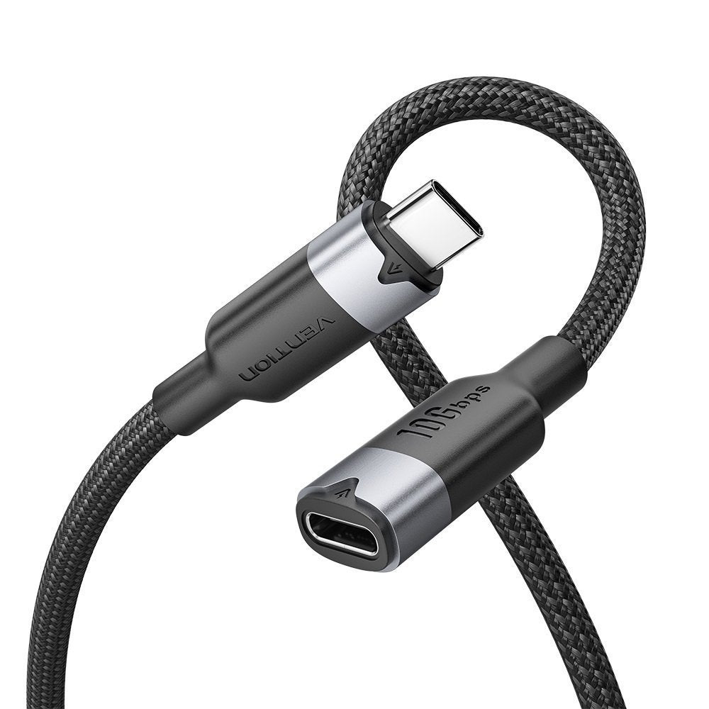 Vention IT Cable USB-C 3.2 Gen2 M-F 1.0m Braided Aluminum Black TRFBF