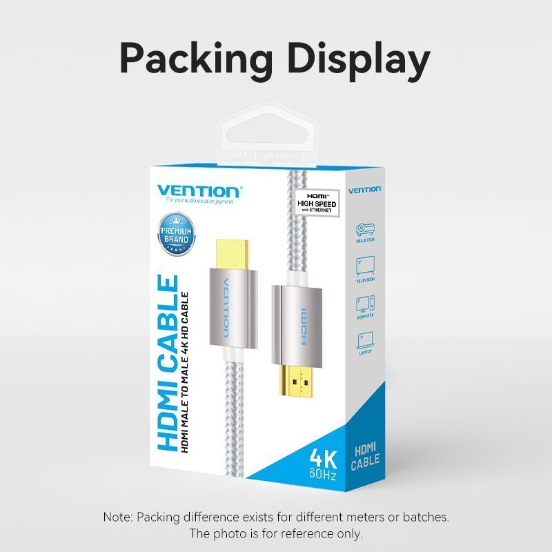 Vention HDMI Cable 2.0 4K60Hz Braided 2.0m Silver AABIH