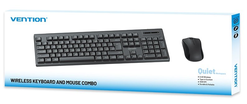 Vention Keyboard and Mouse Combo Wireless Silent Slim Full Size KTZB0-EN