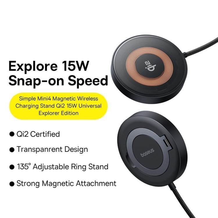 Baseus Charger Desktop Wireless 15W Qi2 SIMPLE MINI 4