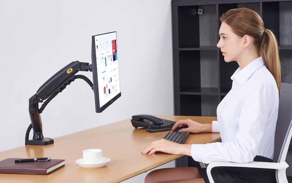 NBMounts F80 Gas Strut Desk Monitor Mount Single Arm Black