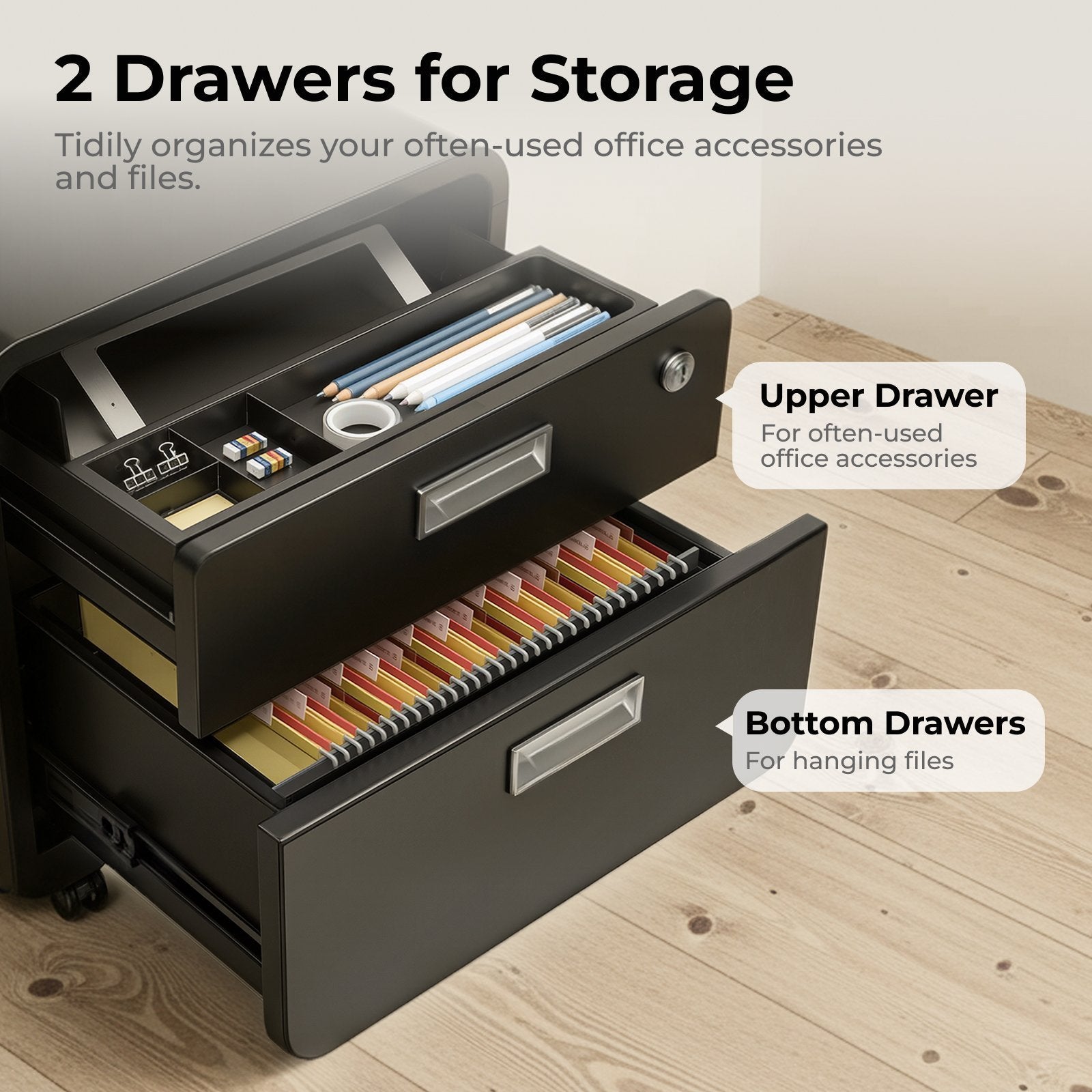 Lumivida File Cabinet Mobile with 2 Lockable Drawers CAB03-1