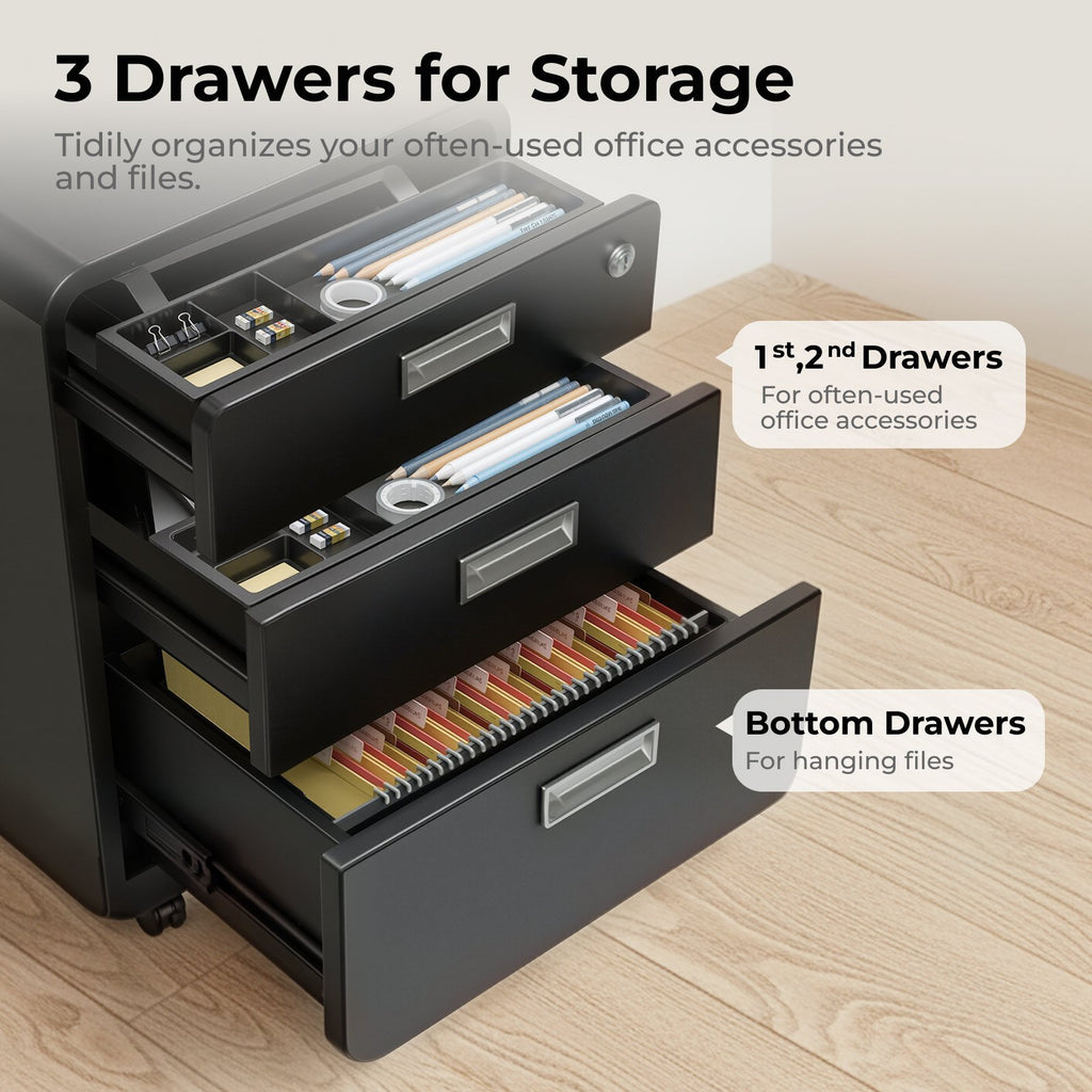 Lumivida File Cabinet Mobile with 3 Lockable Drawers CAB03-3