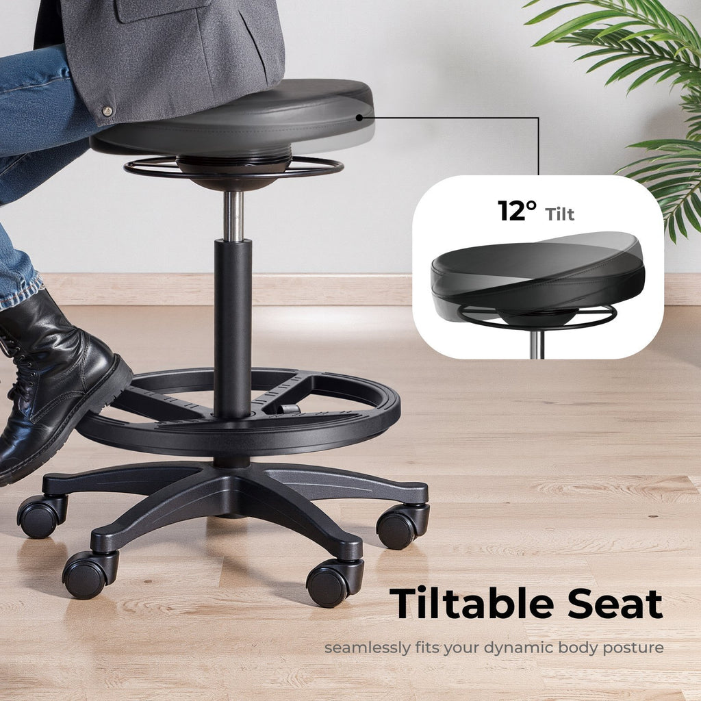 Lumivida Office Stool Ergonomic with Height Adjustale Faux Leather Upholstered Seat CH04-12