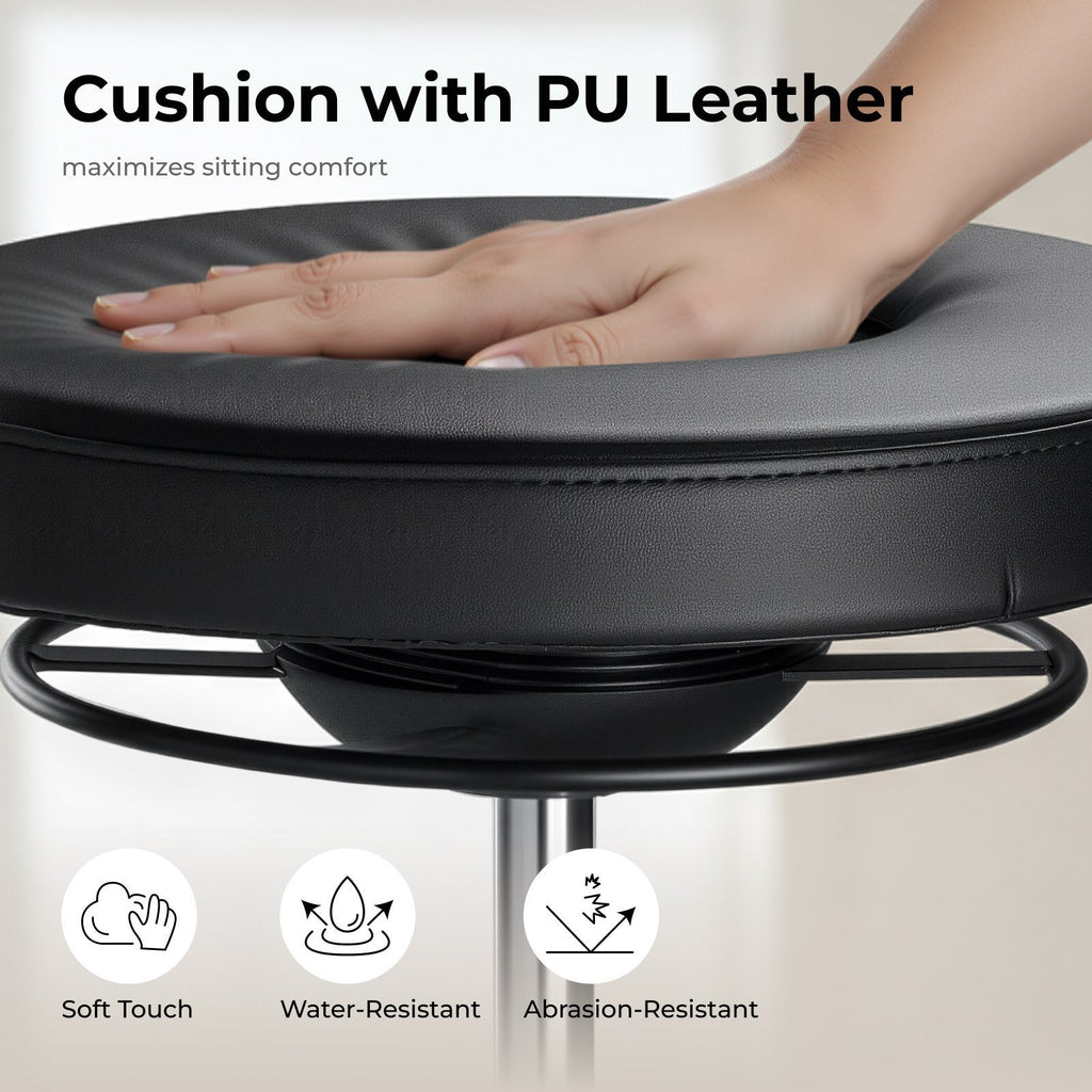 Lumivida Office Stool Ergonomic with Height Adjustale Faux Leather Upholstered Seat CH04-12