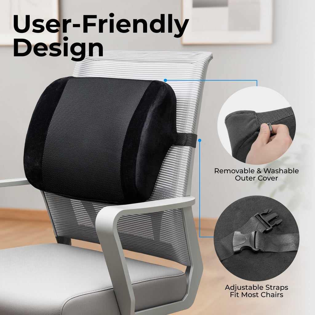 Lumivida Ergonomic Lumbar Support Cushion with Memory Foam & Mesh Cover RLC01-1