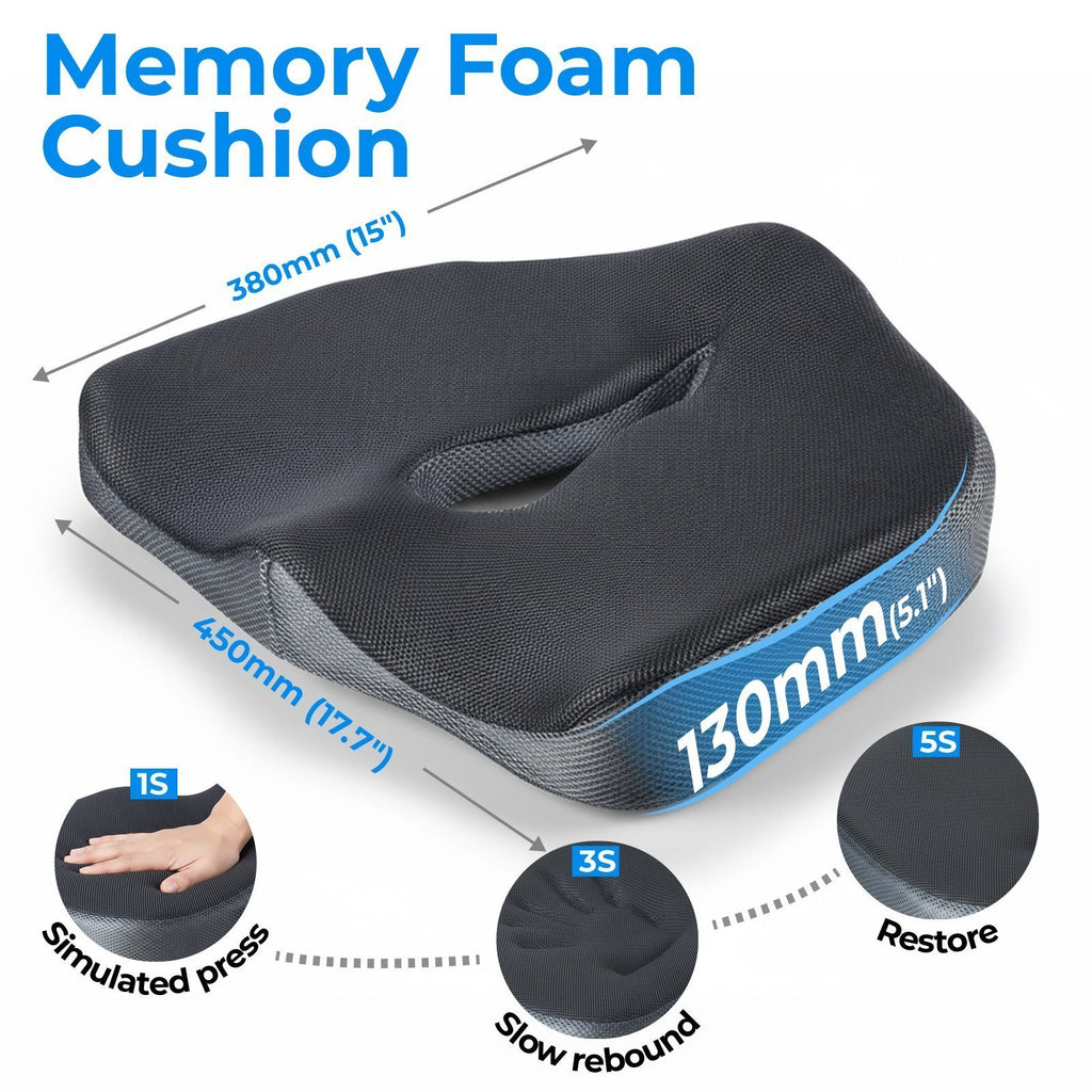 Lumivida Ergonomic Seat Cushion for Tailbone with Memory Foam & Anti-Slip Bottom RSC01-1