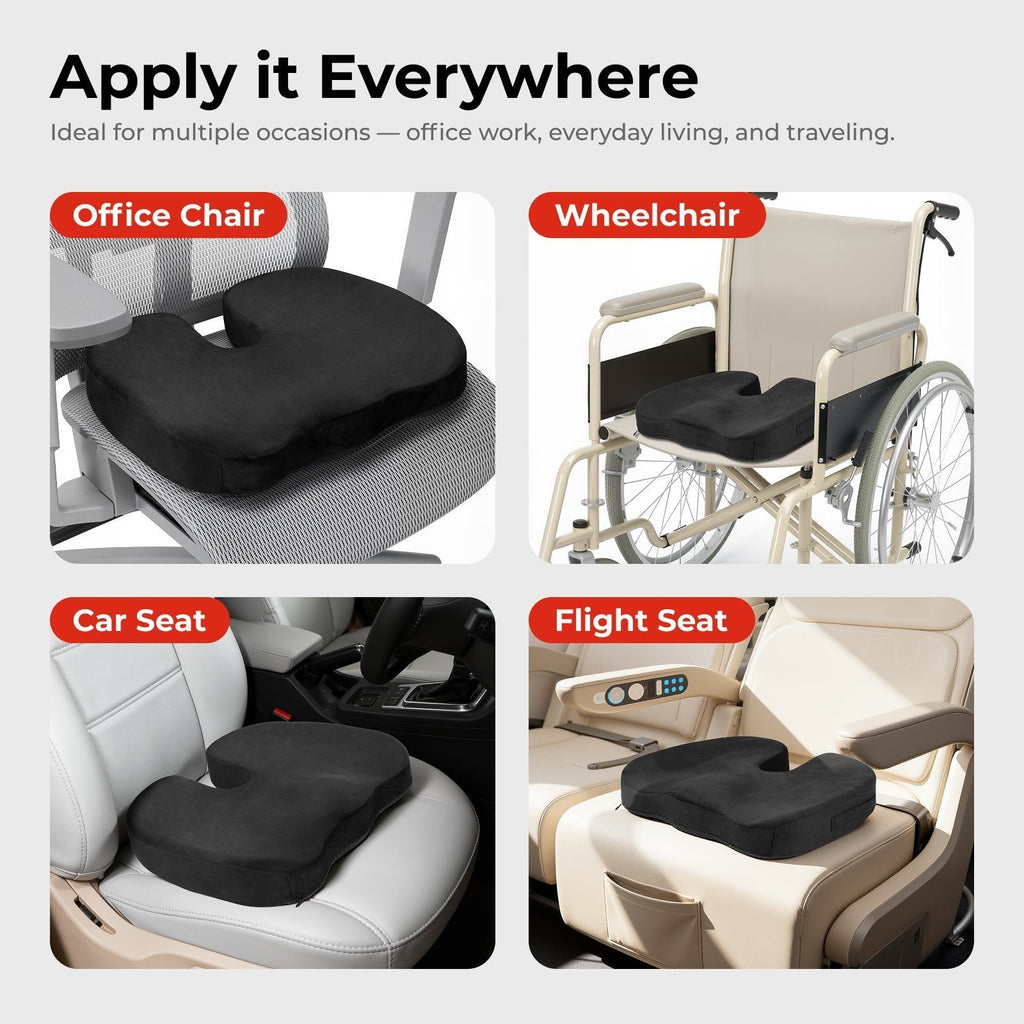 Lumivida Ergonomic Seat Cushion for Coccyx Orthopedic with Memory Foam & Carry Handle RSC01-2