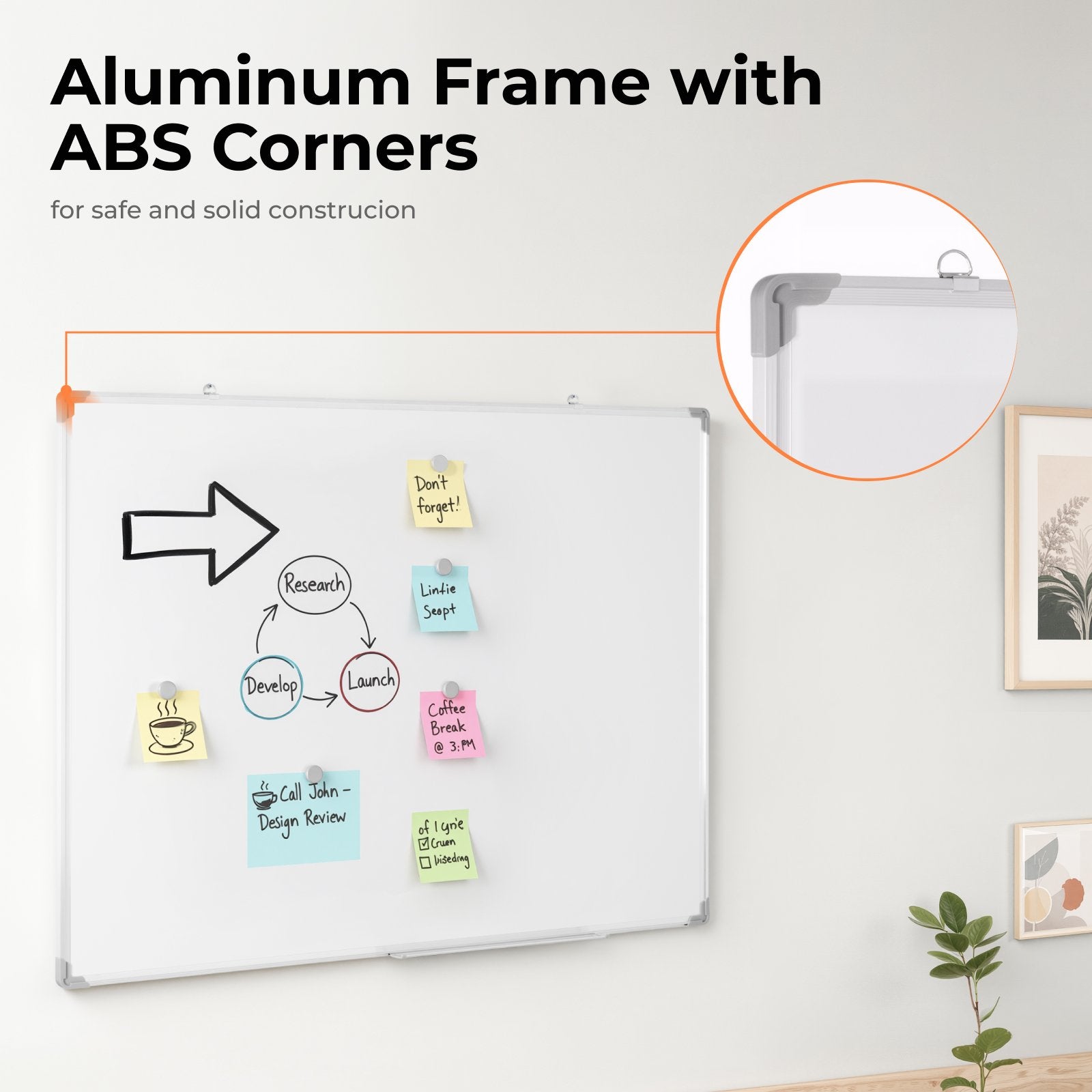 Lumivida Whiteboard Magnetic Dry-Erase Wall-Mounted Medium WB02-2