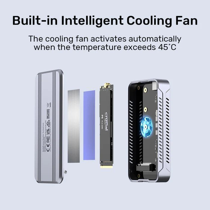 Unitek USB-C NVME/PCIe Enclosure USB 4.0 40Gbps w/Cooling Fan S1242A