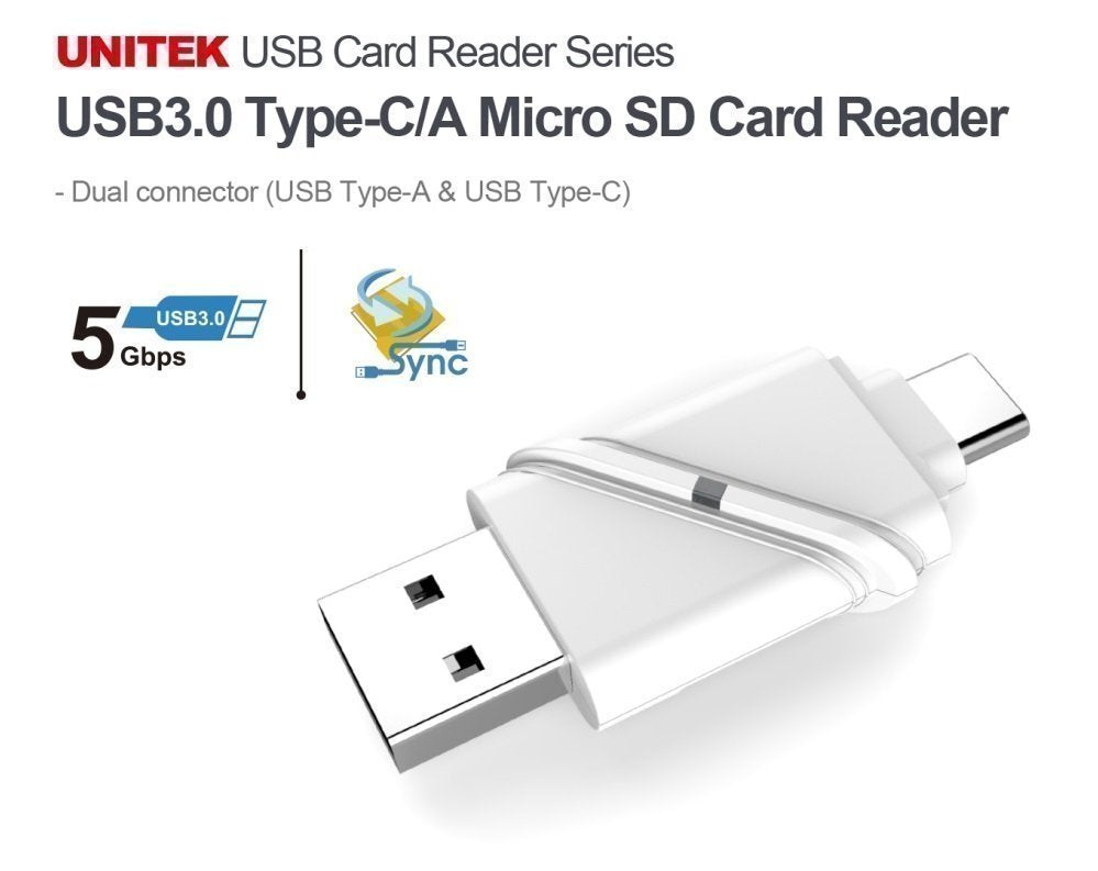 Unitek Κάρτα Μνήμης Y-9323 TypeC/A MicroSD Card Reader