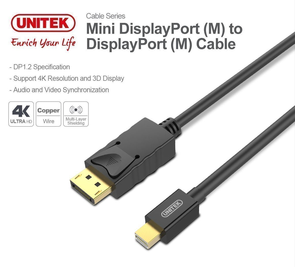 Unitek Y-C611BK Mini DisplayPort to DisplayPort 2m
