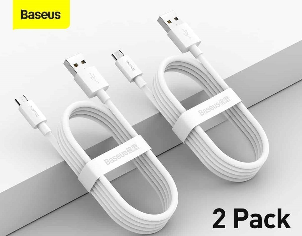Baseus Cable MicroUSB to USB-A Simple Wisdom 1.5m White (2PC)