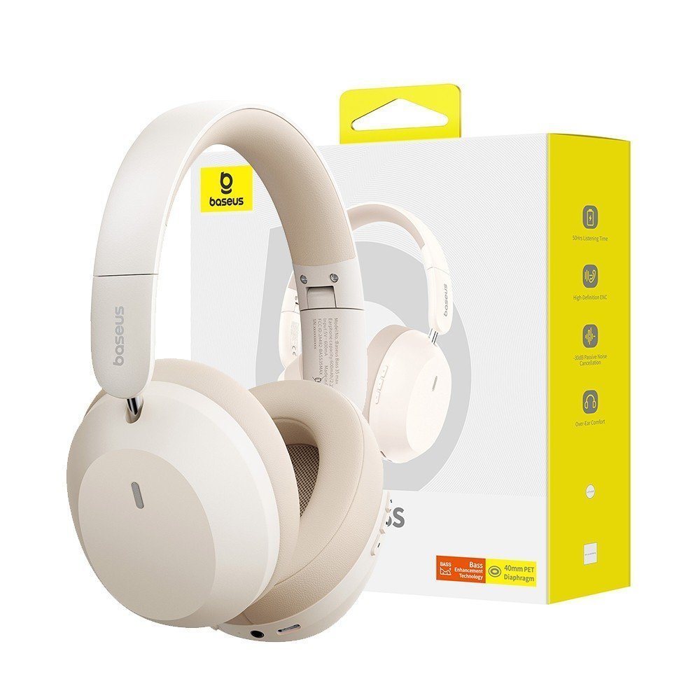 Baseus Headphones Over Ear Bass 35 Max White