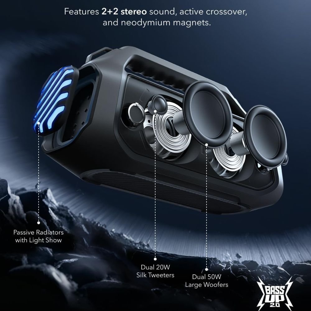 Anker Soundcore Boom 2 Plus Ισχυρό Bluetooth Ηχείο 140W με IPX7 Αδιάβροχο & Φωτισμό LED