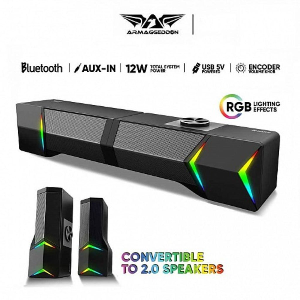 Armaggeddon X-Bar 2 Gaming Soundbar 12W με Bluetooth, RGB Φωτισμό & Αποσπώμενο Σχεδιασμό