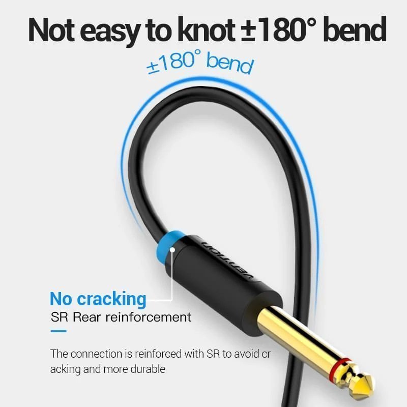 Vention AUDIO 3.5mm M to 2×6.3mm M Cable 1.5m BACBG