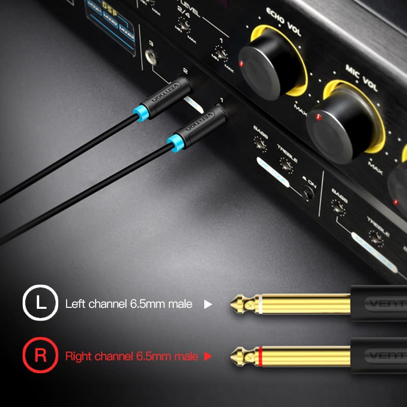 Vention AUDIO 3.5mm M to 2×6.3mm M Cable 3.0m BACBI
