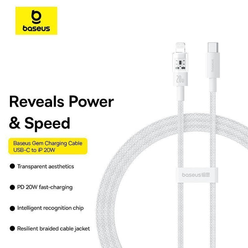 Baseus Cable Lightning to USB-C Gem Series 1.0m 20W White