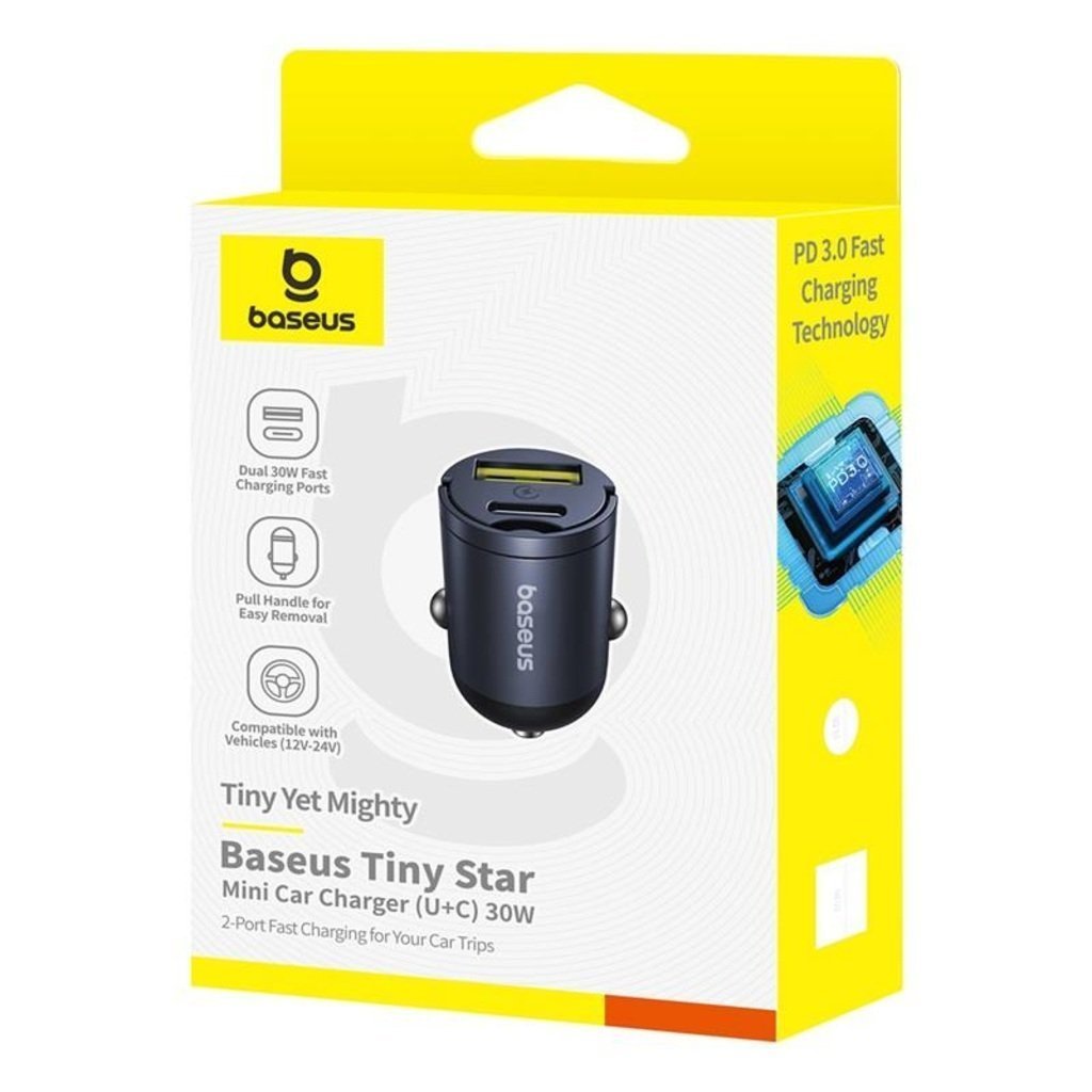 Baseus Car Charger 30W U+C Tiny Star Black