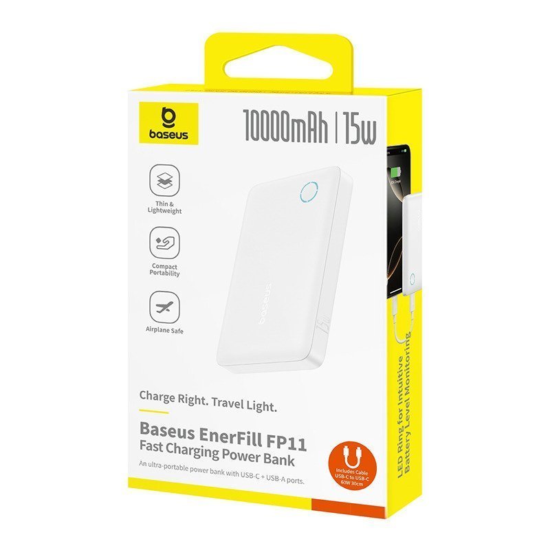 Baseus Powerbank 15W 10000mAh EnerFill FP11  White