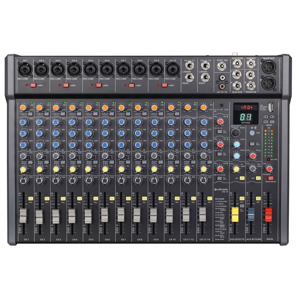 Citronic CMC-18 Live Mixer – Μίκτης Ήχου 18 Καναλιών με DSP, Bluetooth & USB Εγγραφή/Αναπαραγωγή, 170.944UK
