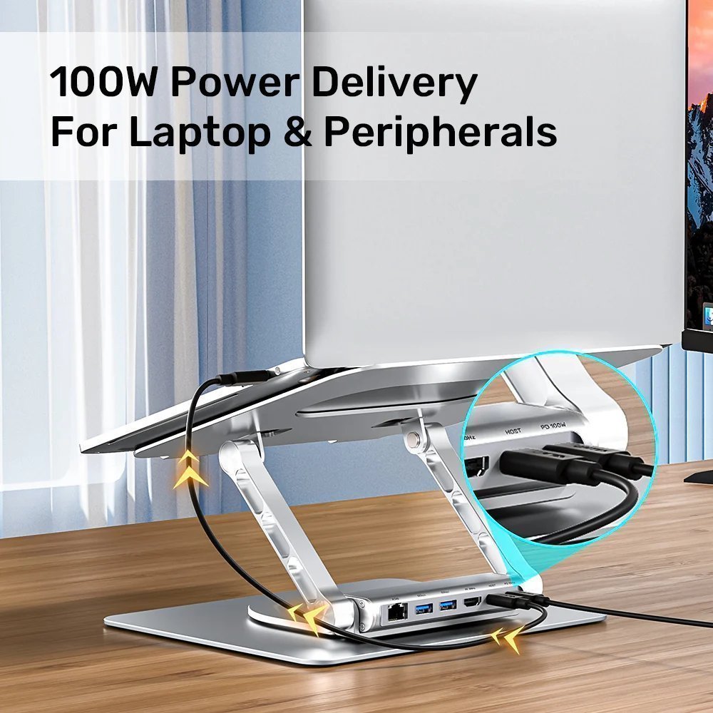 Unitek Stand for Laptop 360 Rotation & Hub HDMI/Lan/PD100W D1109B
