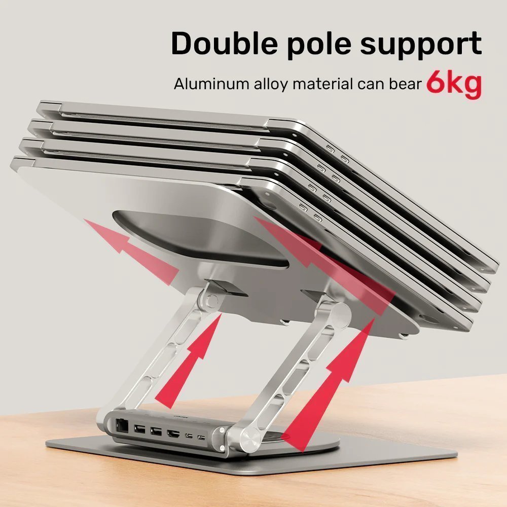Unitek Stand for Laptop 360 Rotation & Hub HDMI/Lan/PD100W D1109B