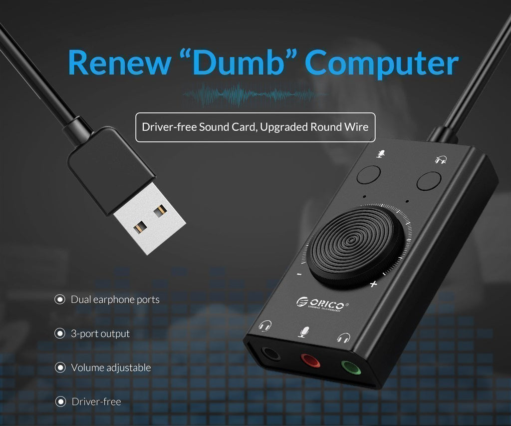 Orico Converter USB-A to Sound Card with Volume SC2