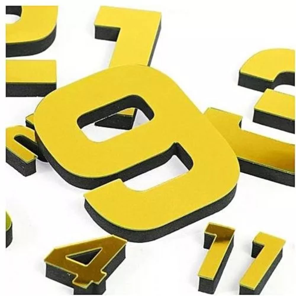 12S005-GF Ρολόι Τοίχου DIY με Aυτοκόλλητα Ψηφία 3D, Χρυσό