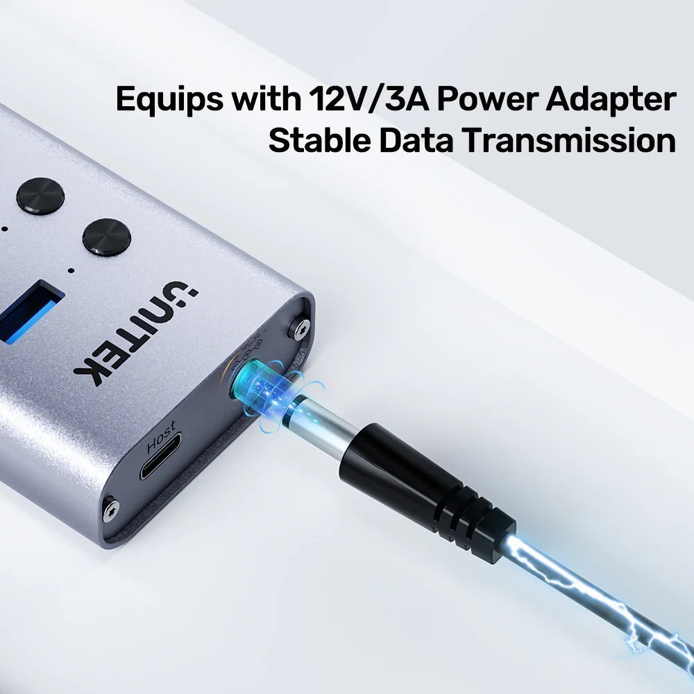 Unitek USB-C Hub 8xUSB-A Power Switch 2xUSB-C 12V3A H1315B