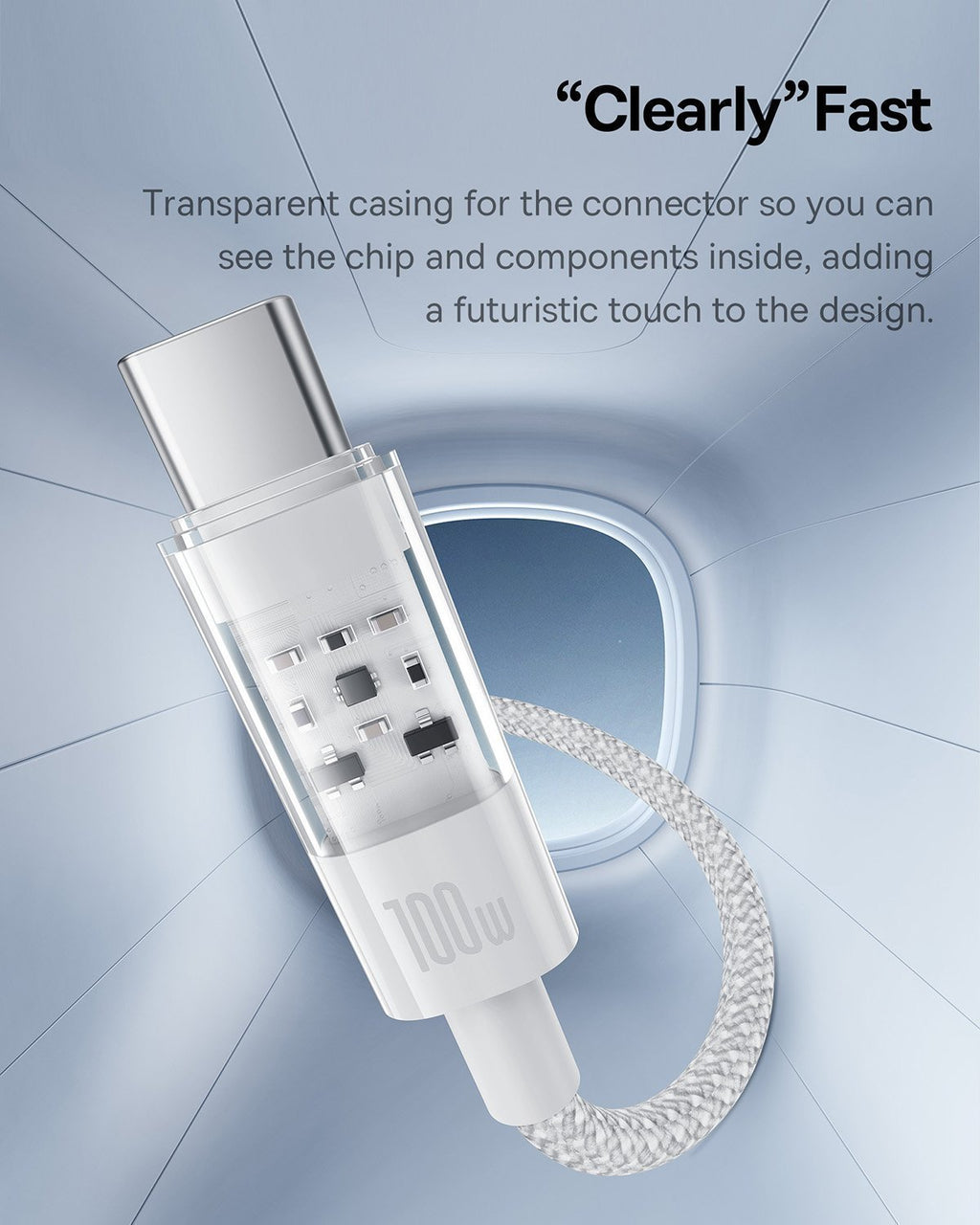 Baseus Cable USB-C to USB-C Gem Series 100W 2.0m White